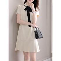 Sandro asw light luxury dress summer new temperament bow fried street wild age reduction foreign style thin skirt