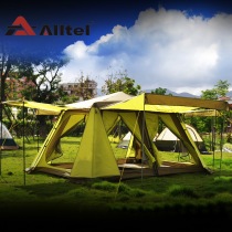Tent outdoor aluminum alloy rod automatic 4-6 people camping double layer thick three layer rainproof super large two rooms and one Hall