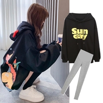 Pregnancy Maternity Dress Blouse Spring Autumn Money 2021 New Autumn Clothing Net Red Suit Autumn Winter Dress Plus Suede Thickened Cap Sweatshirt