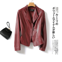 LOSTSOULS Japanese Sheepskin Coat Women Short Black Slim Plus Size Leather Autumn Winter Sheep Leather Women
