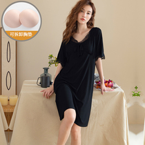 Sleeping dress Women Summer Modale short sleeves 2022 New big code pregnant woman with chest cushion pyjamas dress thin and sexy