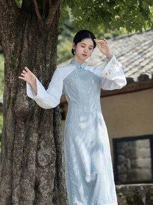 taobao agent Retro velvet cheongsam, autumn dress, Chinese style