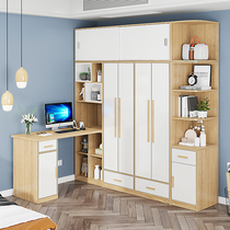 One-piece telescopic desk wardrobe integrated small apartment children learning corner computer desk with bookshelf corner combination cabinet