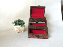 Pakistani handmade wood carved jewelry box three layers