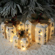 蓝莓奶芙圣诞发光礼物盒铁艺落雪浪漫礼盒圣诞树堆头摆件装饰品