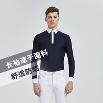 Professional equestrian equipment Summer horse riding quick-drying knight suit competition training horse racing clothing mens long-sleeved shirt