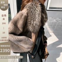 2021 autumn and winter new Haining fur one-piece jacket womens short mink jacket fashion fox hair whole mink grass