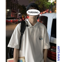 @Aberdeen art mens summer lapel fake two-piece Japanese polo shirt Korean version loose trend wild short-sleeved T-shirt