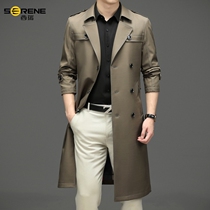 Xirui 2021 lapel windbreaker men long double-breasted business plus size knee English jacket