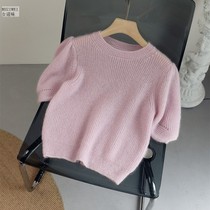 Eurostock 2022 spring summer new advanced senses pop mahai fur sweater womens sleeve head short pink sweater sweater sweater
