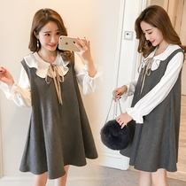 Radiation-proof maternity clothes Autumn computer invisible silver fiber belly sling Pregnancy dress two-piece set
