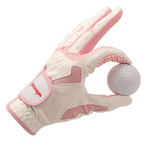 Golf gloves womens thin two-handed wear-resistant breathable microfiber cloth anti-slip particles pink one pair promotion