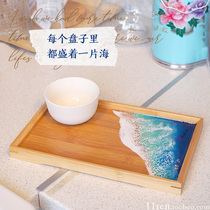 Waves rectangular bamboo and wood tray Household wooden plate Fruit tea plate Bread serving restaurant ins IKEA style