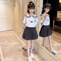 Girls jk uniform College style summer clothes British style primary school student suit Summer graduation photo short-sleeved childrens jk uniform