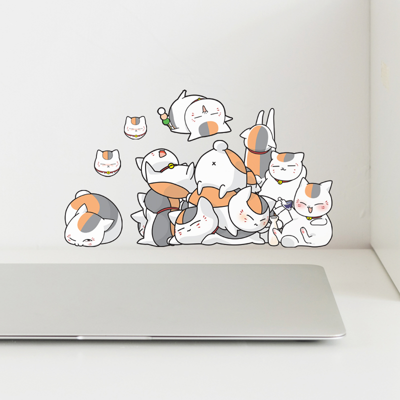 日系动漫贴纸橘猫咪老师贴画旅行李箱包贴笔记本电脑书桌装饰贴花