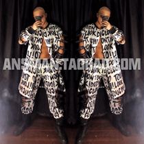 Nightclub bar male singer DJ Gogo hip hop rock DS hollow letter party suit