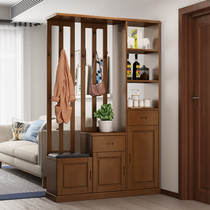 Solid wood wine cabinet shoe cabinet integrated wall with hanger combination living room household entrance entrance partition screen cabinet