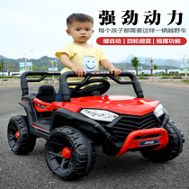 Childrens electric four-wheel-drive vehicles double four-wheel buggy baby remote control car stroller sit adult toy car