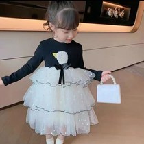 Girl dress Autumn New Korean long sleeve mesh skirt girl Autumn dress puffy foreign baby princess dress