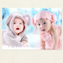 Twin baby painting pregnant mother Dragon and Phoenix doll painting big picture wall sticker baby portrait twin bb photo painting