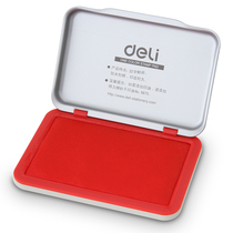 Deli inkpad red quick-drying waterproof printing pad metal shell financial invoice stamp quick-drying printing ink cartridge second dry blank ink indonesian box large medium and small finger printing contract printing oil