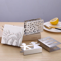 Western restaurant Hotel napkin clip Paper towel rack Stainless steel square towel seat Table paper Tea restaurant vertical paper towel seat