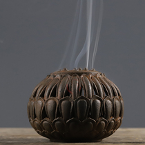 Vintage nostalgic new Chinese style old iron lotus root incense stove Cast iron sandalwood agarwood plate incense burner Classical collection ornaments