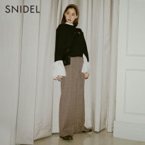SNIDEL2021 Autumn Winter New Pint Sweet Pure colour Gprint High waist wide leg suit casual pants SWFP214163