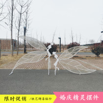 New wedding props Elf ceiling ornaments Wrought iron elf wings Butterfly window decoration stage layout