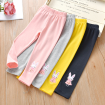 Spring Clothing Girl Beats Bottom Pants New Children Casual Pants Cute Baby Bunny Bunny Embroidered Underpants Children Pants