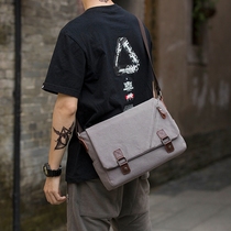Hong Kong Duty Free Mens Bag Trend Retro Tooling Canvas Single Shoulder Bag Minimalist Casual Diagonal Satchel Business Backpack