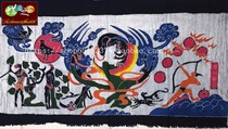 Preferential batik painting Guizhou Miao nationality batik decorative painting decorative wall hanging rear feather shooting sun 145*80CM