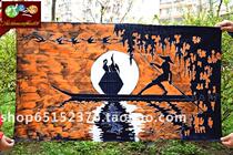Batik painting Guizhou Miao handmade batik ethnic characteristic batik decorative wall hanging fish return 110*65CM