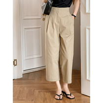 YUMISOME high-waisted style pleated elastic cotton WIDE turnip pants