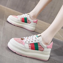 Invisible inner height-increasing absolute son~thick-soled casual board shoes womens wild fashion spring and autumn cake-soled sports canvas shoes