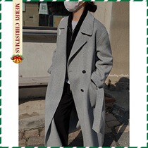Chen Yix◆ Lace-up long woolen coat womens winter New waist Korean double-sided cashmere woolen coat
