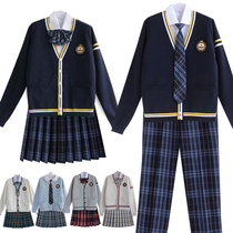 JK sweater set Japanese British Academy Style School Uniform uniform couple outfit class suit knit autumn and winter student outfit