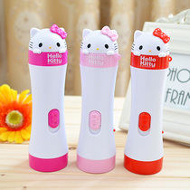 Cute cartoon Kitty flashlight cute girl charging portable compact LED strong light student super bright home