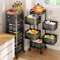 360-degree rotating vegetable basket shelf multi-layer household multifunctional fruit vegetable kitchen floor storage rack