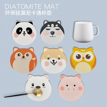 Light luxury white animal diatomaceous earth coaster absorbent pad moisture proof diatom mud tea insulation pad custom coffee mat