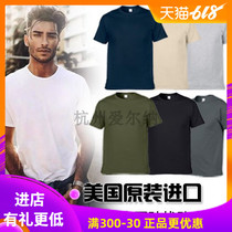 US imported cotton T-shirt mens round neck pure Navy breathable fitness summer short sleeve loose tight