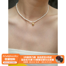 LLab Natural Freshwater Baroque Pearl Necklace Precision Design Retro Love Clock Chain Pearl Link Link Link