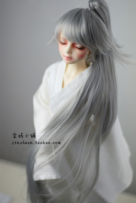taobao agent 1/3bjd, Uncle Girl/High -temperature silk moonlight silver short hair, tiger mouth clip ponytail suit wig