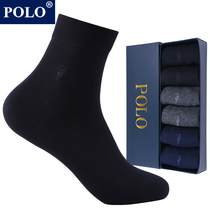 POLO cotton socks men Cotton deodorant summer thin solid color mid-color socks sweat black business stockings