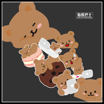 Cartoon Bear 9 Battery Car Stickers Set Waterproof Korean Brown Bear Body stickers Motorcycle Trunk cover marks