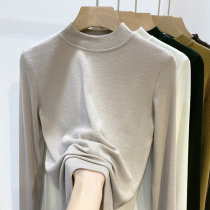 South Korea semi-tall neck long sleeve T-shirt women 2021 autumn and winter New Foreign style thin base shirt ins top