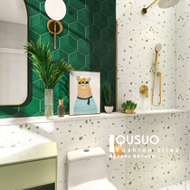  Qusho grass green water grindstone tile 600X600 Nordic bathroom Kitchen wall and floor tiles Bathroom balcony antique brick