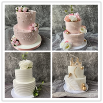 Cake model simulation 2021 new double layer wedding flower fake cake sample photo studio shooting props Pink Line