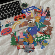 50 cute little bear no-mark waterproof sticker DIY decorated mobile phone shell computer insulated glass tasteless and cheerful