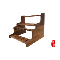 Solid wood North American black cherry wood double-layer 10-position hanging pipe rack Pipe display rack Solid wood pipe rack